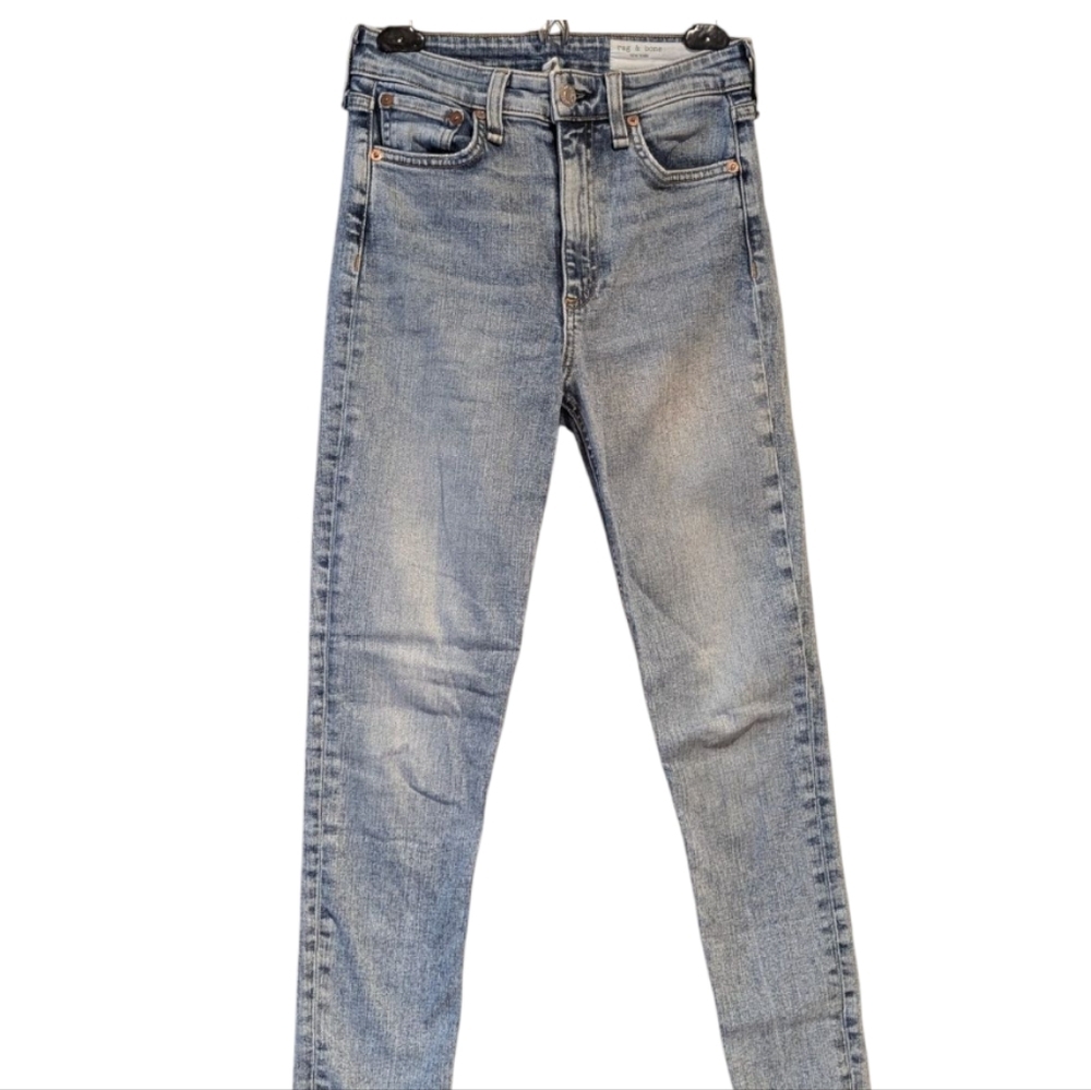 Rag & Bone Nina High-Rise Ankle Skinny Jeans in Light Wash Pants Denim Sz 24